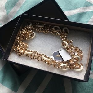 Long Gold and Enamel Brooks Brothers Necklace